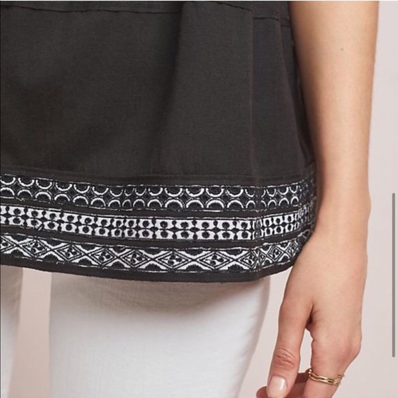 Anthropologie Amit aggarwal black top button back strap linen Olivia - Picture 12 of 13